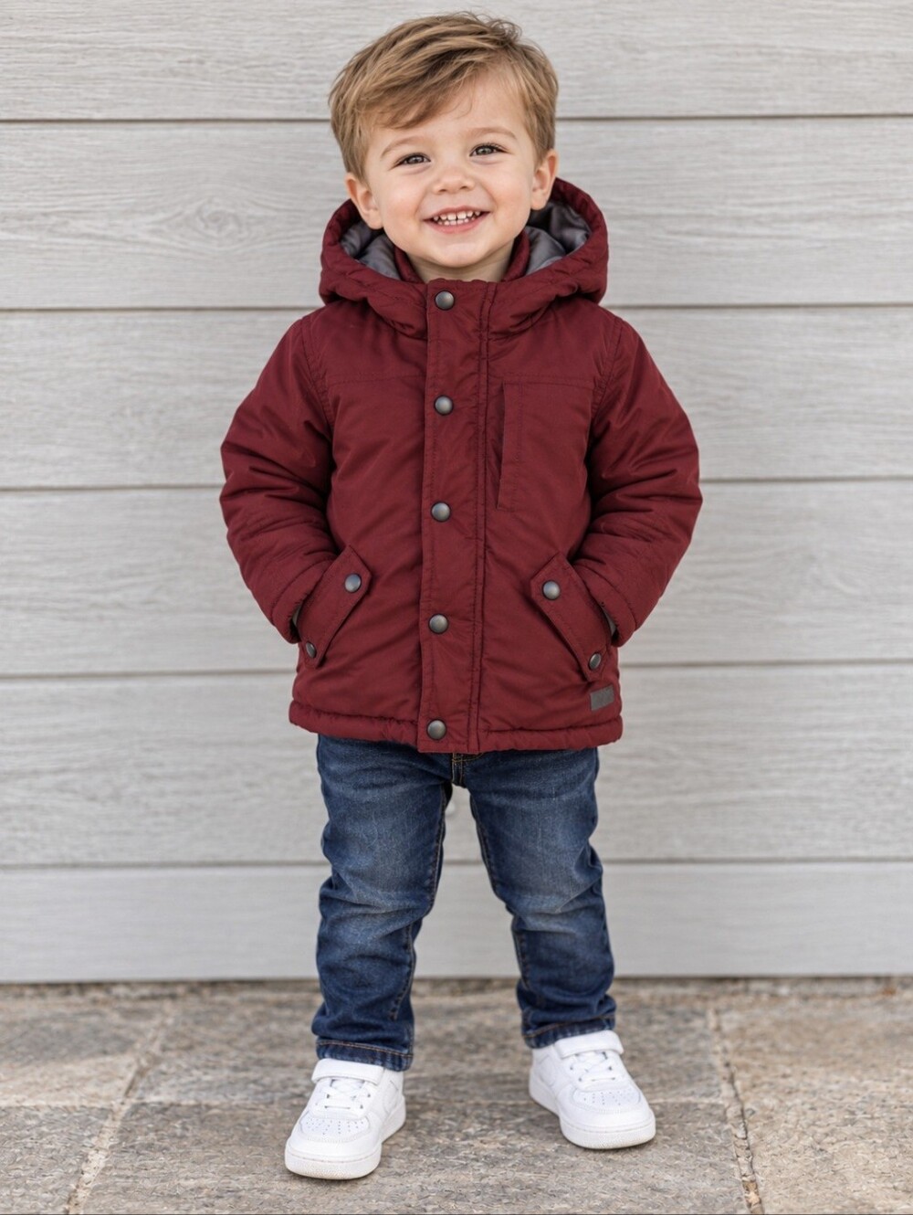 Zara Baby Boy Burgundy Hooded Puffer Jacket Winter Coat Size 18-24 Months